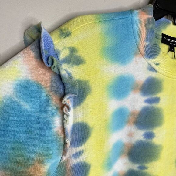 Generation Love Blue Tie-Dye Abella Ruffle Sweatshirt NEW $148 Womens Small S - Picture 6 of 12